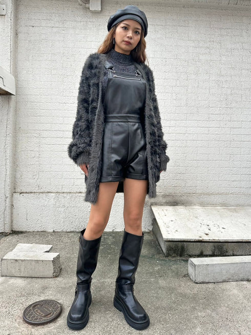 レオパード柄シャギーニットカーディガン